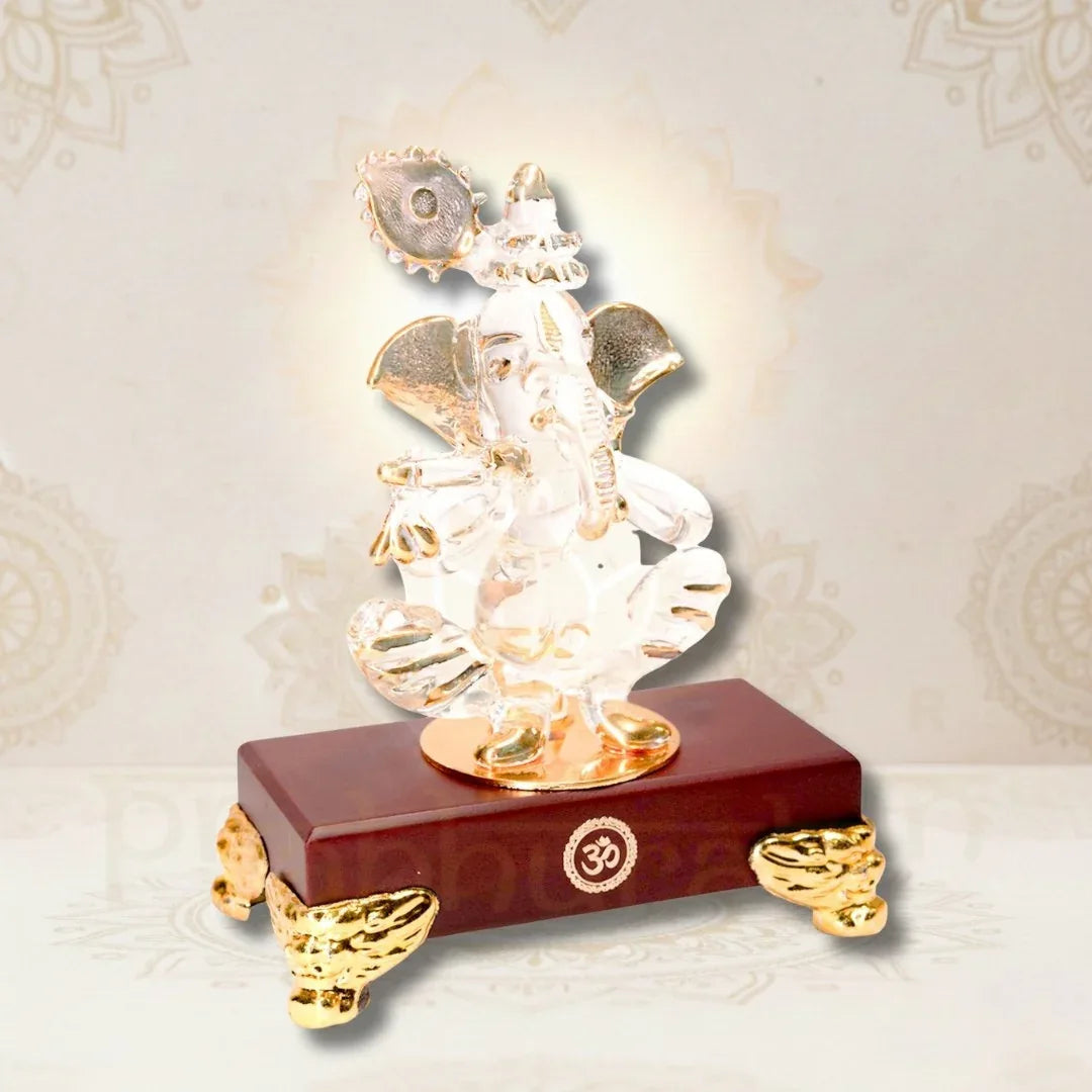 Prabhuratan Gold Ganesha Statue for Home Decor - Metal Alloy Lord Ganesh Figurine - Prabhuratan