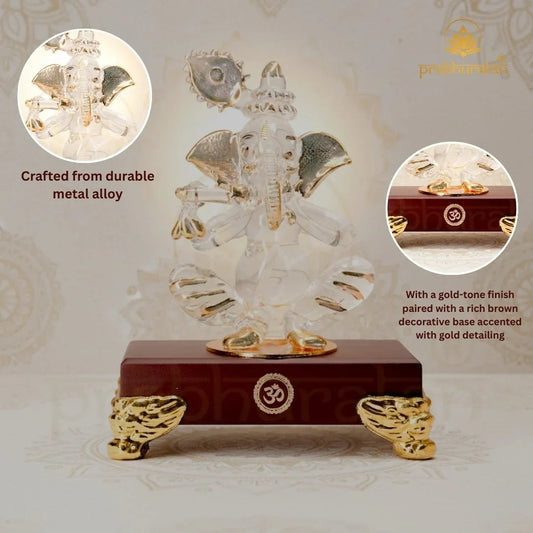 Prabhuratan Gold Ganesha Statue for Home Decor - Metal Alloy Lord Ganesh Figurine - Prabhuratan