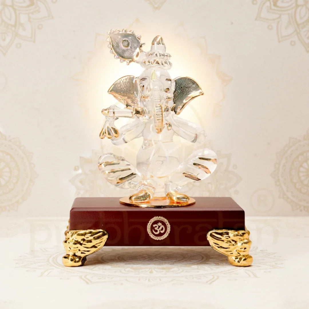 Prabhuratan Gold Ganesha Statue for Home Decor - Metal Alloy Lord Ganesh Figurine - Prabhuratan