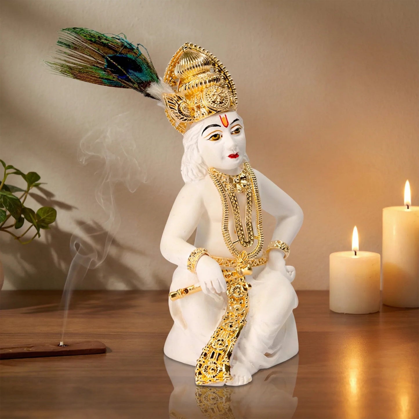 Gold Krishna Statue for Home Decor - Metal Alloy Lord Krishna Figurine - Prabhuratan