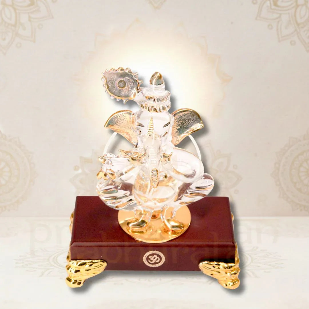 Prabhuratan Gold Ganesha Statue for Home Decor - Metal Alloy Lord Ganesh Figurine - Prabhuratan
