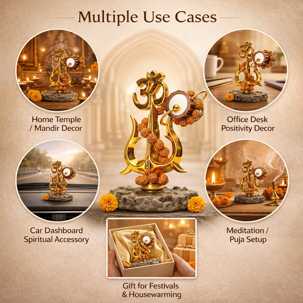 Trishul Om Idol with Rudraksha