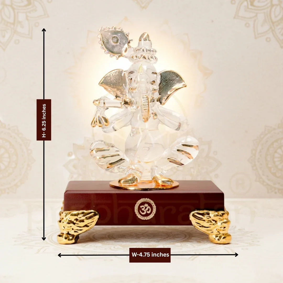Prabhuratan Gold Ganesha Statue for Home Decor - Metal Alloy Lord Ganesh Figurine - Prabhuratan